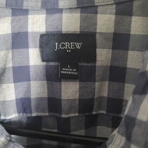 J. Crew Men's Navy and White Plaid Shirt